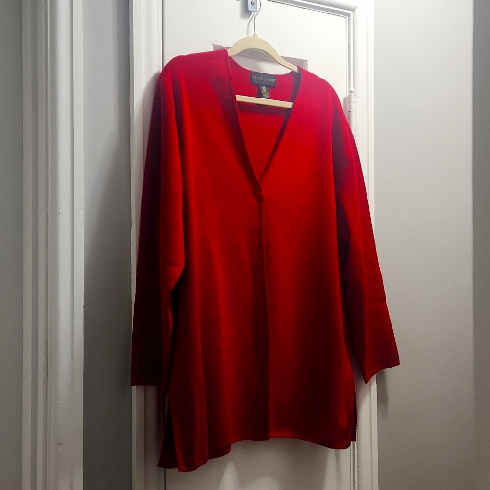 Vintage Classiques Entier Wool Red Cardigan Sweater, Size 1X